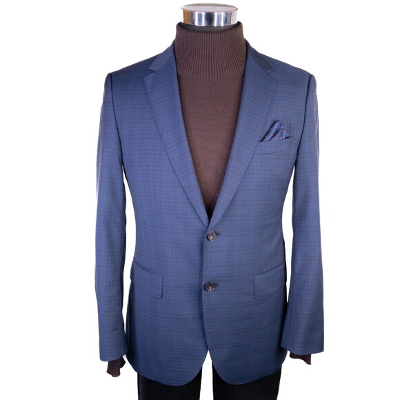Hugo Boss The JAMES Blazer Sport Coat 2-Button Casual Jacket 36R Wool Check Blue - Picture 2 of 15